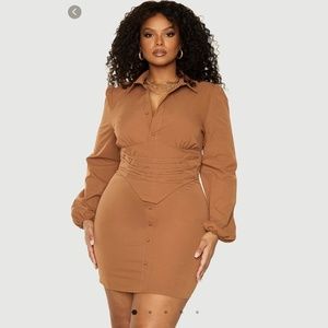Tan Corset Fitted Dress